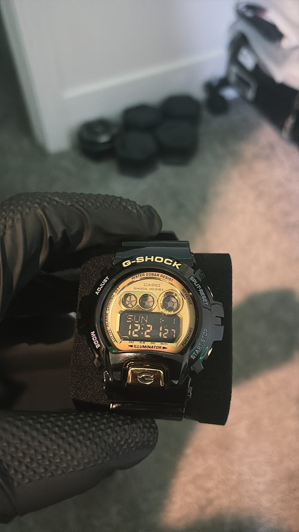 “LUCKY” BLACK AND GOLD G-SHOCK.
