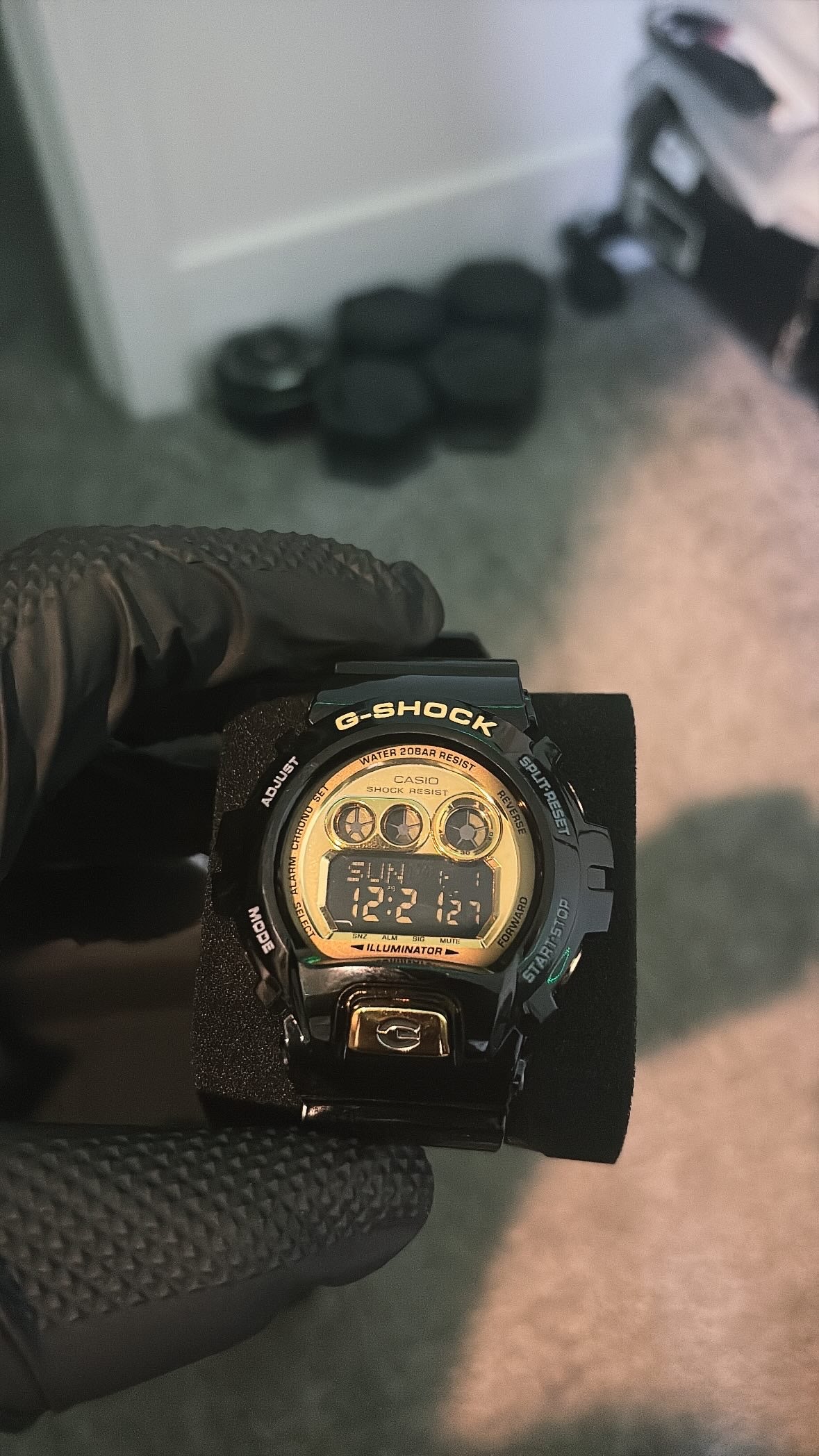 “LUCKY” BLACK AND GOLD G-SHOCK.