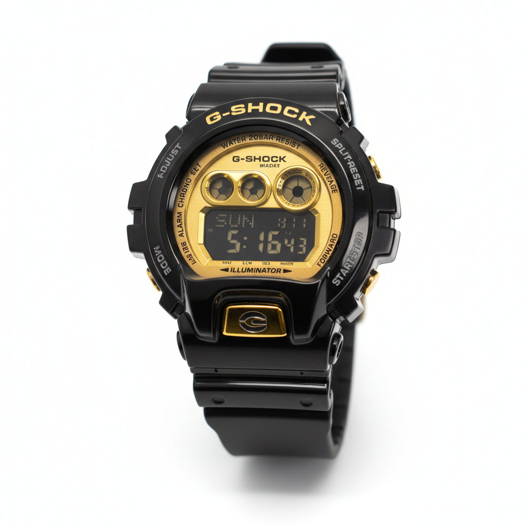 “LUCKY” BLACK AND GOLD G-SHOCK.